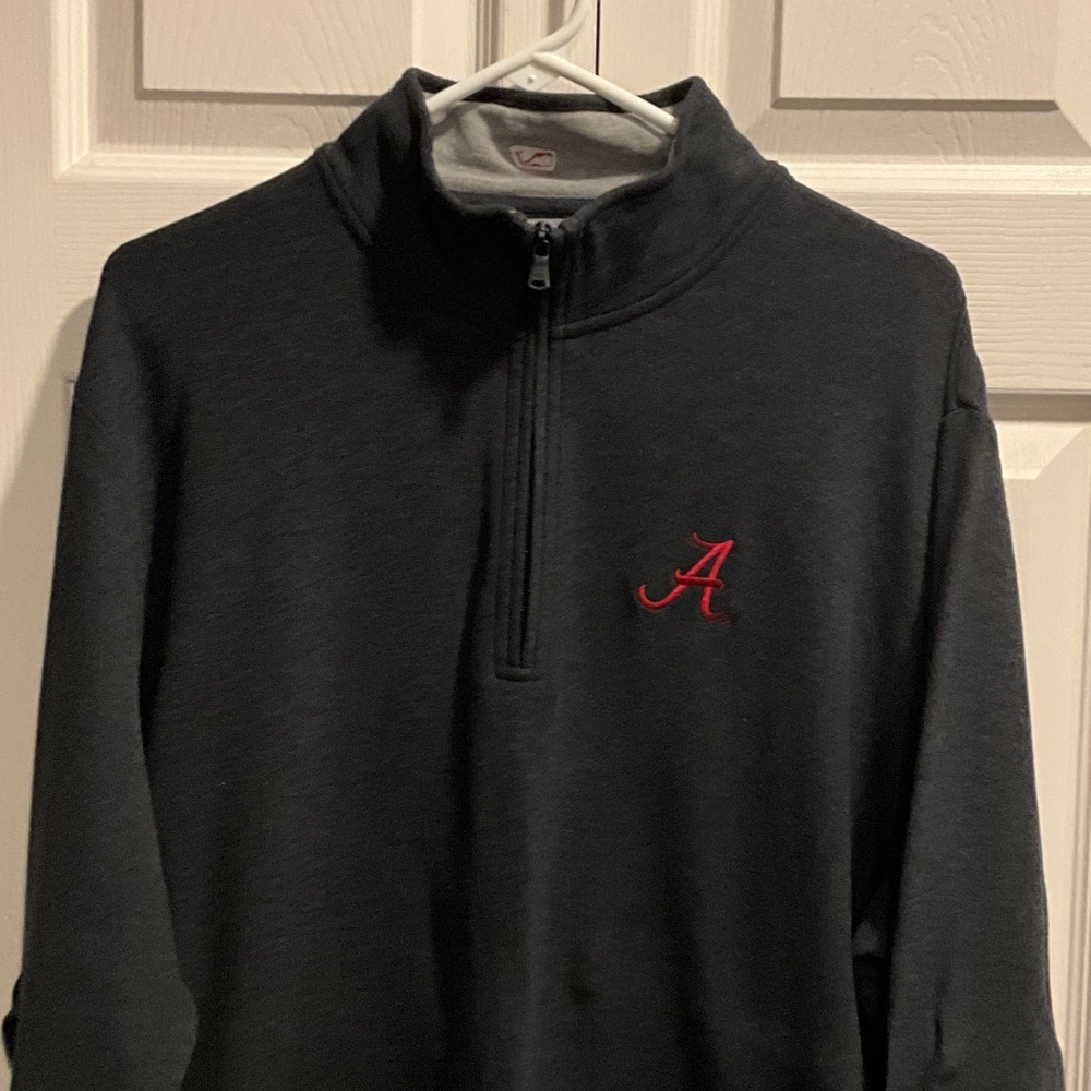 Vineyard Vines charcoal quarter zip pullover- University of Alabama